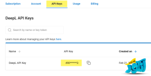 DeebL api key